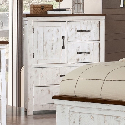 Furniture Of America Alyson Transitional Distressed White/Walnut Chest Model CM7962C
