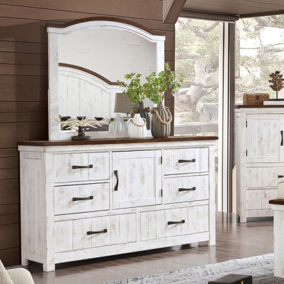 Furniture Of America Alyson Transitional Distressed White-Walnut Dresser Model CM7962D