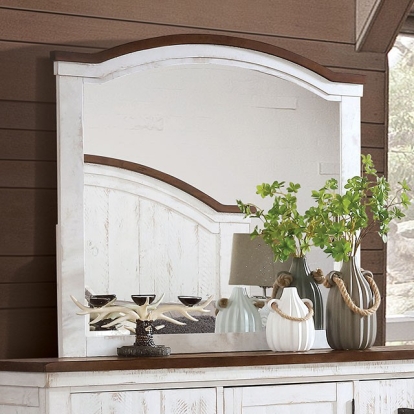 Furniture Of America Alyson Transitional Distressed White-Walnut Mirror Model CM7962M