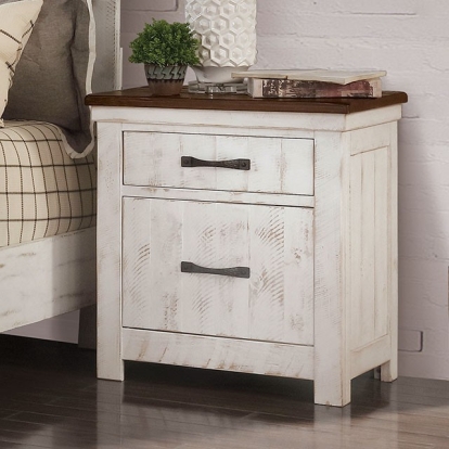 Furniture Of America Alyson Transitional Distressed White-Walnut Night Stand Model CM7962N