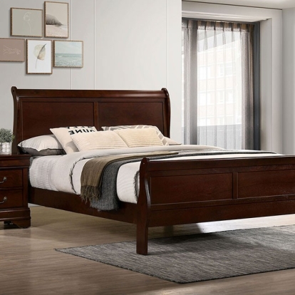 Furniture Of America Louis Philippe Transitional Solid Wood, Wood Veneer, Others Dark Cherry Bed | FM7866CH