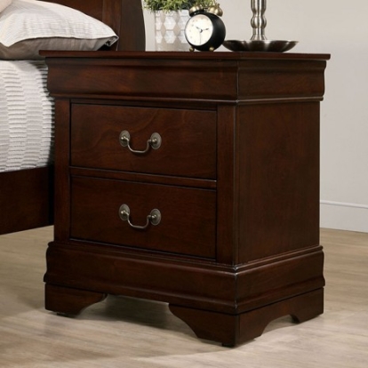 Furniture Of America Louis Philippe Transitional Solid Wood, Wood Veneer, Others Dark Cherry Night Stand | FM7866CH-N
