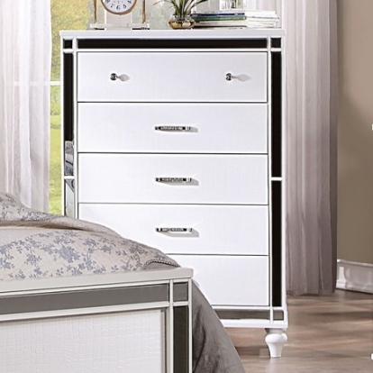 Furniture Of America Brachium Contemporary Mirror, Solid Wood, Wood Veneer, Others White Chest | CM7977WH-C