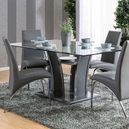 Furniture Of America Glenview Contemporary Gray-Chrome Dining Table, Gray Model CM8372GY-T-TABLE