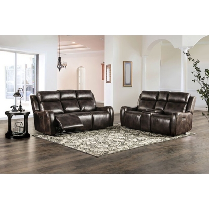 Furniture Of America Barclay Transitional Dark Brown Power Loveseat Model CM9906-LV-PK