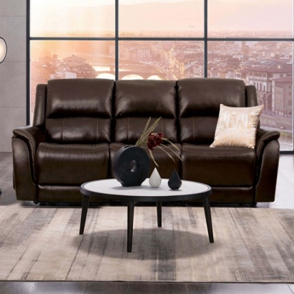 Furniture Of America Gorgius Transitional Top Grain Leather Match, Solid Wood, Others Espresso Power Sofa | CM9910ES-SF-PM-PK