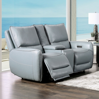 Furniture Of America Phineas Transitional Pale Blue Power Loveseat Model CM9921PB-LV-PM