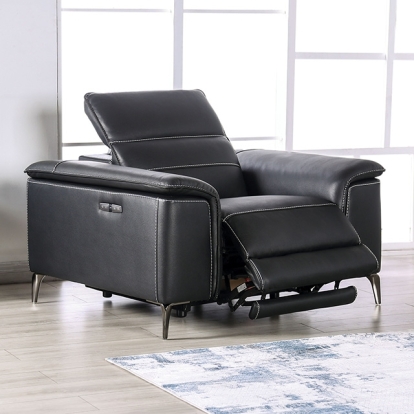 Furniture Of America Ascona Contemporary Black Power Recliner Model CM9927BK-CH-PM