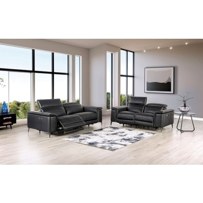 Furniture Of America Ascona Contemporary Black Power Loveseat Model CM9927BK-LV-PM