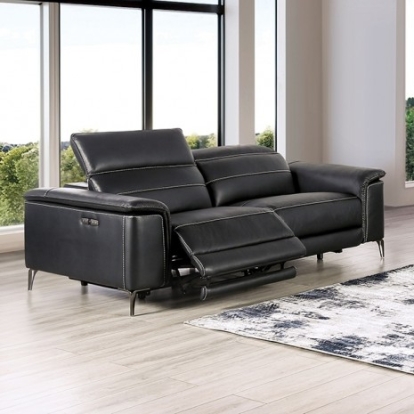 Furniture Of America Ascona Contemporary Breathable Leatherette, Metal, Solid Wood, Others Black Power Sofa | CM9927BK-SF-PM