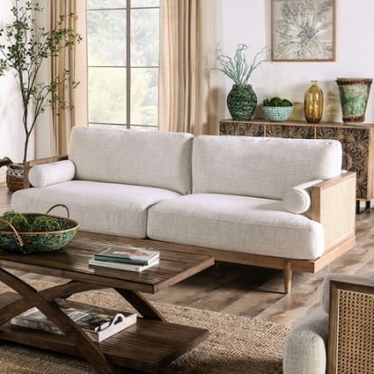Furniture Of America Alesund Mid-Century Modern Fabric, Solid Wood, Others Light Oak/Beige Sofa | CM9981-SF