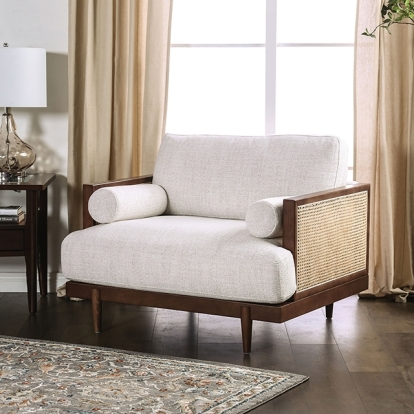 Furniture Of America Alesund Mid-Century Modern Beige/Walnut Chair Model CM9982-CH