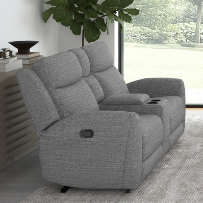 Furniture Of America Antonius Contemporary Gray Manual Recliner Loveseat W- Console Model CM9985GY-LV-M