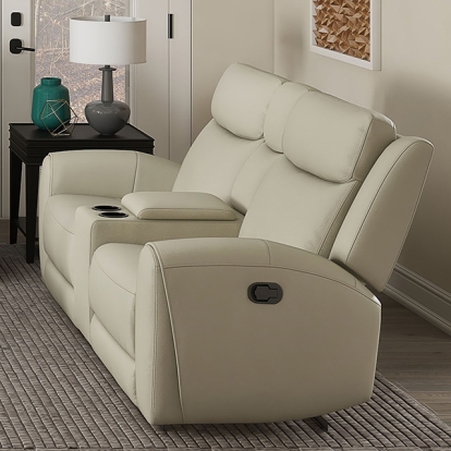 Furniture Of America Jacobus Transitional Beige Manual Recliner Loveseat W- Console Model CM9986BG-LV-M