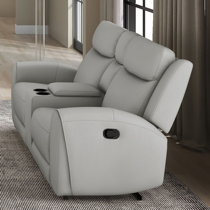 Furniture Of America Jacobus Transitional Light Gray Manual Recliner Loveseat W- Console Model CM9986LG-LV-M