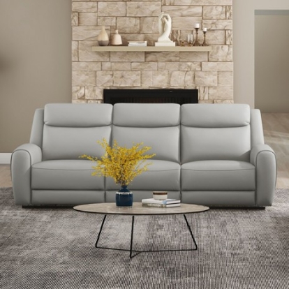 Furniture Of America Jacobus Transitional Top Grain Leather Light Gray Manual Recliner Sofa | CM9986LG-SF-M