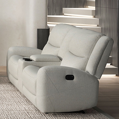 Furniture Of America Giraldus Transitional Beige Manual Recliner Loveseat W/ Console Model CM9988BG-LV-M