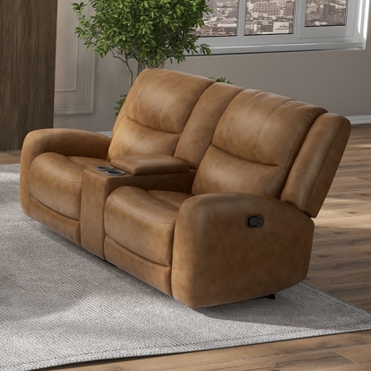 Furniture Of America Leolinus Transitional Brown Manual Recliner Loveseat W- Console Model CM9989BR-LV-M