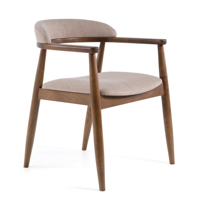 LA Furniture Cohen Mid-Century Modern Tan Fabric + Walnut Dining Chair VGMA-MI-1211-HAZ Contemporary Style by Vig Furnitrue Number 82620 Catch Home Goods