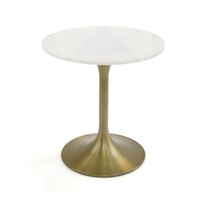 Modrest Collins Glam White Marble & Gold End Table White End Table 77374 VGGMM-ET-1089A