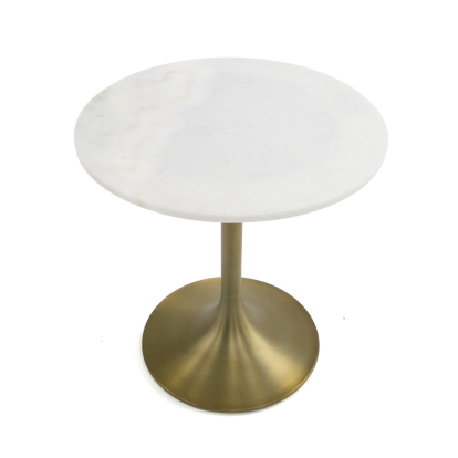 Modrest Collins Glam White Marble & Gold End Table White End Table 77374 VGGMM-ET-1089A