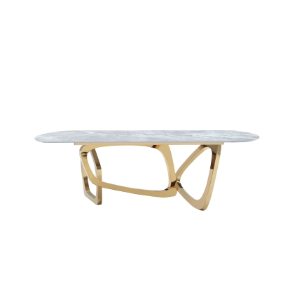 Modrest Colton Modern Gray Microlite & Gold Dining Table Gray Dining Table DISCONTINUED VGZAT112-GRY