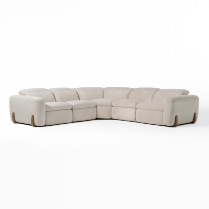 Divani Casa Conrad Modern Beige Fabric Sectional With 3 Recliners Beige Sectional Sofa 81152 VGKVKM.856-SND