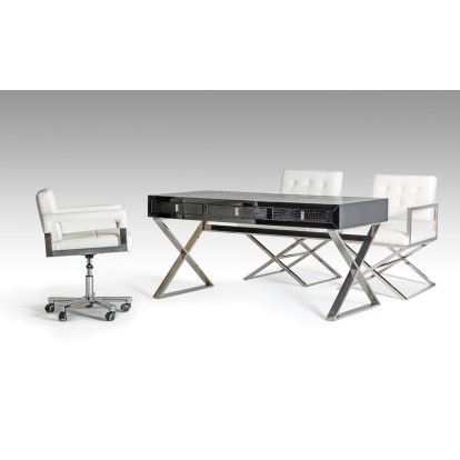 A&X Congress Transitional Black Crocodile Desk Black Office Desk 17892 VGUNAS706-150-BLK