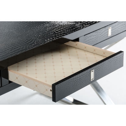 A&X Congress Transitional Black Crocodile Desk Black Office Desk 17892 VGUNAS706-150-BLK