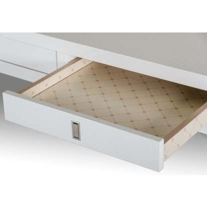 A&X Congress Transitional White Crocodile Office Desk White Office Desk 18009 VGUNAS706-150-WHT