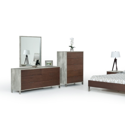 Nova Domus Conner Modern Dark Walnut & Faux Concrete Dresser Walnut Dresser 72351 VGAN-CONNER-DSR-DK