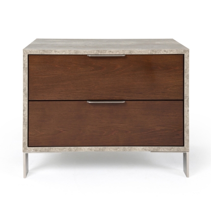 Nova Domus Conner Modern Dark Walnut & Faux Concrete Nightstand Dark Brown Nightstand 72353 VGAN-CONNER-NS-DK