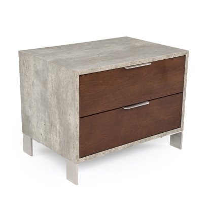 Nova Domus Conner Modern Dark Walnut & Faux Concrete Nightstand Dark Brown Nightstand 72353 VGAN-CONNER-NS-DK