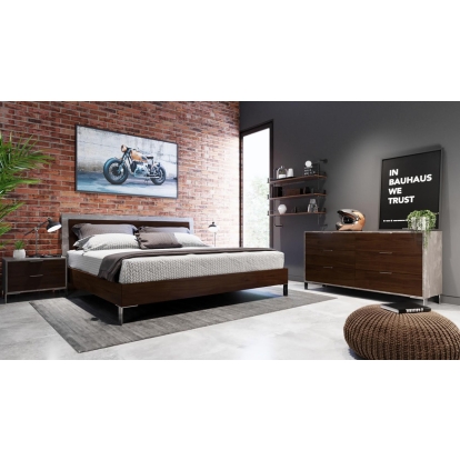 Nova Domus Conner Modern Dark Walnut & Faux Concrete Bedroom Set Walnut Bedroom Set 72356|72357 VGAN-CONNER-SET-DK