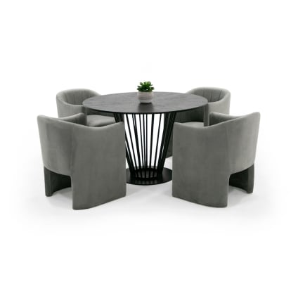 LA Furniture Conroy Modern Black Round Dining Table VGFH-0259917-BB-BLK-DT Contemporary Style by Vig Furnitrue Number 80145 Catch Home Goods