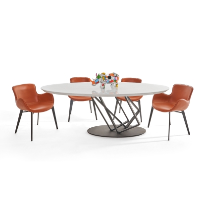 Modrest Corbett Modern High Gloss White with Frosted Glass Dining Table White Dining Table 76867 VGVCT1920-3