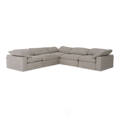 Divani Casa Corinth Modern Gray Fabric Sectional Sofa with 3 Power Recliners Gray Sectional Sofa 81215 VGKM-KM.920-GRY