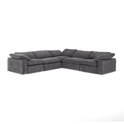 Divani Casa Corinth Modern Dark Gray Fabric Sectional Sofa with 3 Power Recliners Dark Grey Sectional Sofa 81317 VGKM-KM.920-CHAR