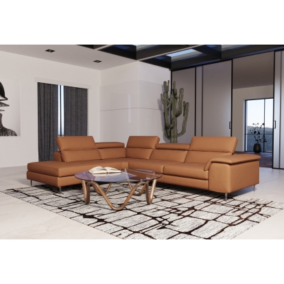 Lamod Italia Viola Italian Contemporary Cognac Leather Left Facing Sectional Sofa Brown Sectional Sofa 78841|81697 VGCCVIOLA-KIM-COG-LAF-SECT