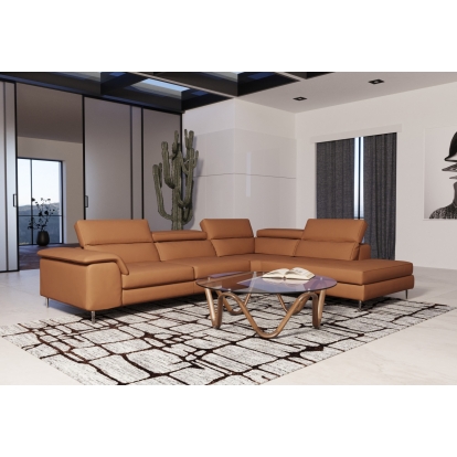 Lamod Italia Viola Italian Contemporary Cognac Leather Right Facing Sectional Sofa Brown Sectional Sofa 78840|81698 VGCCVIOLA-KIM-COG-RAF-SECT