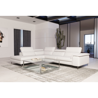 Lamod Italia Viola Italian Contemporary White Leather Left Facing Sectional Sofa White Sectional Sofa 78825A|81695 VGCCVIOLA-KIM-WHT-LAF-SECT