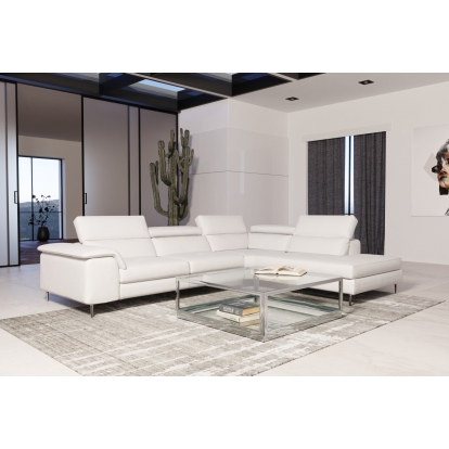 Lamod Italia Viola Italian Contemporary White Leather Right Facing Sectional Sofa White Sectional Sofa 78824|81696 VGCCVIOLA-KIM-WHT-RAF-SECT