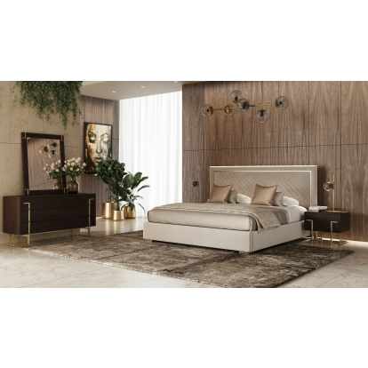 Modrest Corrico Modern Off White and Champagne Gold Bedroom Set Bed 80263|80264 VGVCBD1906-19-SET