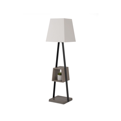 Modrest Cortez Modern Black Metal & Faux Concrete Floor Lamp Grey Floor Lamp 75516 VGGRTRAPEZE