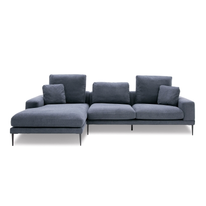 Divani Casa Corwith Modern Blue Fabric Left Facing Sectional Blue Sectional Sofa 80439 VGMB-C019-BLU