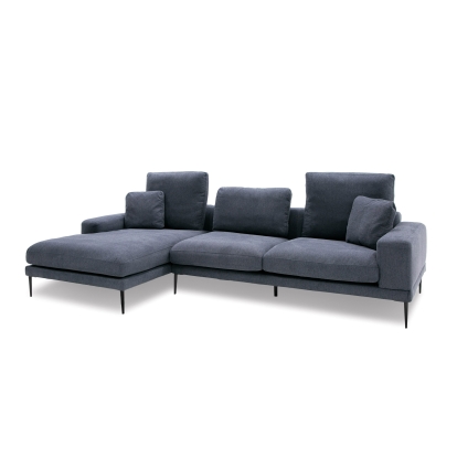 Divani Casa Corwith Modern Blue Fabric Left Facing Sectional Blue Sectional Sofa 80439 VGMB-C019-BLU