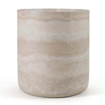Modrest Cozad Modern Faux Travertine Round End Table Beige End Table 82691 VGVC-ET25093