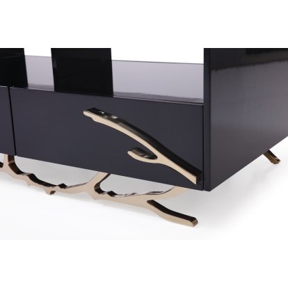 Modrest Legend Modern Black & Gold Coffee Table Black Coffee Table 74262 VGVCCT8111-BLK