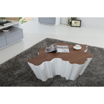 Modrest Cottonwood Modern Walnut & White Coffee Table Walnut Coffee Table 71672 VGVCCT831