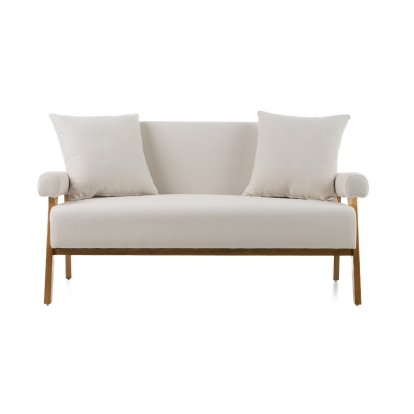 Modrest Cynthia Modern White Fabric + Wood Loveseat White Loveseat 82490 VGRH-RHS-S204-2